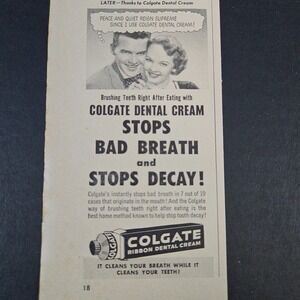 1953‎ Colgate Ribbon Dental Cream Vintage Print Ad Comic Strip Arguing Couple